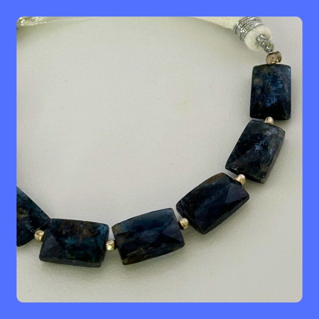 A royal blue kyanite 100% genuine natural gemstone semi precious faceted chiclet shape beads for jewelry making necklaces, bracelets, earrings, rings and DIY crafts.